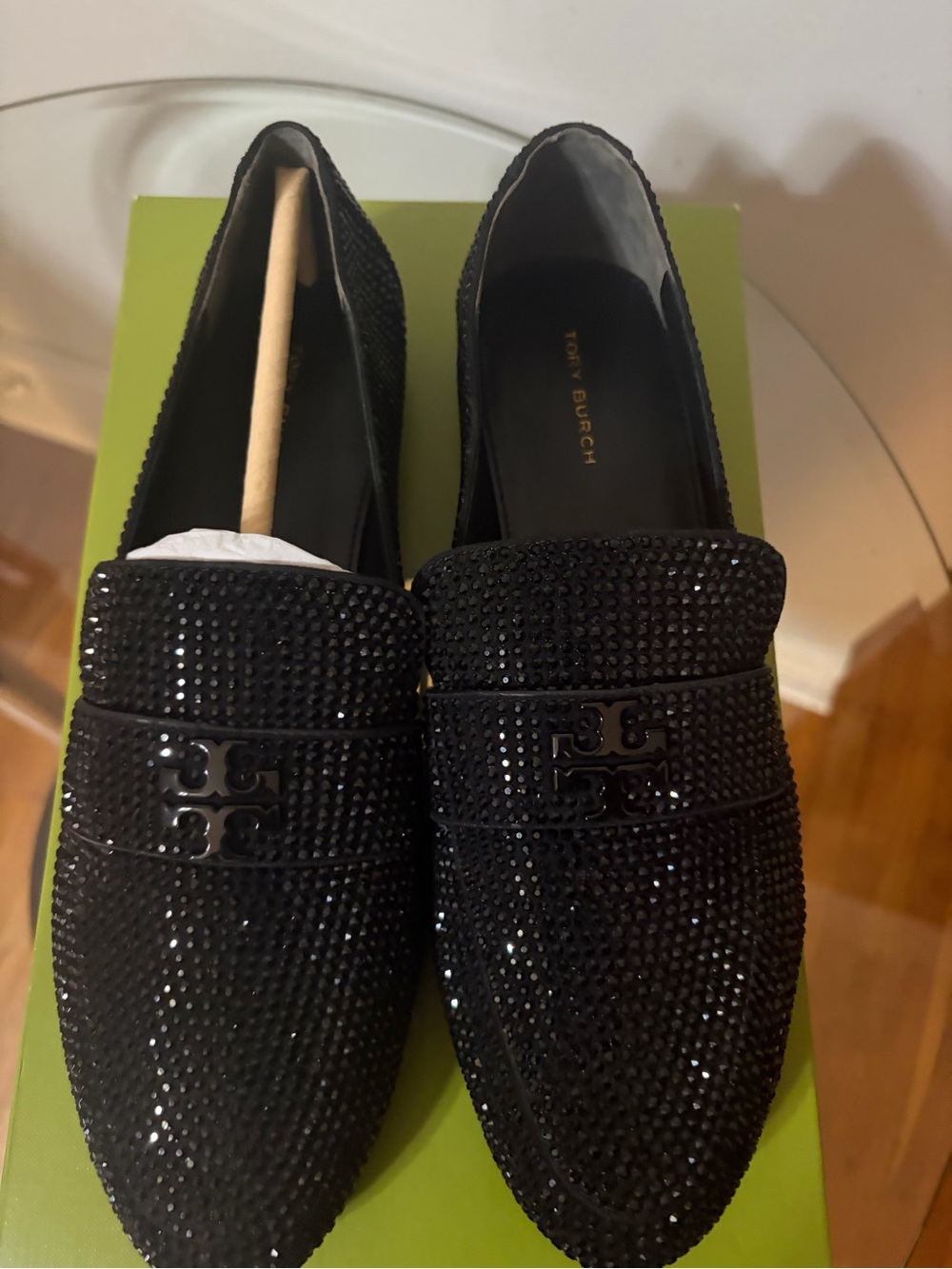Tory Burch Black Crystal-Studded Men’s Slip-On Loafers